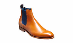 Hopper - Cedar Calf / Navy Elastic Chelsea boot | Barker Shoes