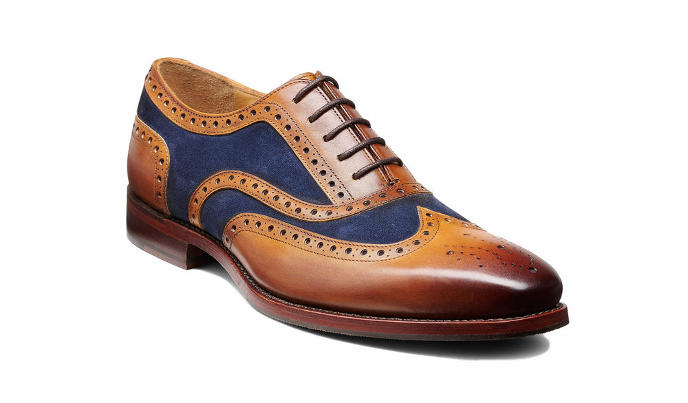 Keiran - Cedar Calf Navy Suede | Barker Shoes