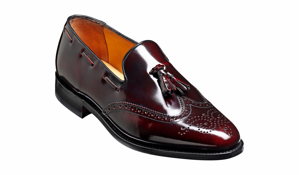 Clive - Burgundy Hi-Shine Wingtip Loafer Shoe | Barker Shoes