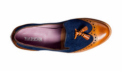 Amber - Cedar Calf / Blue Suede | Barker Shoes