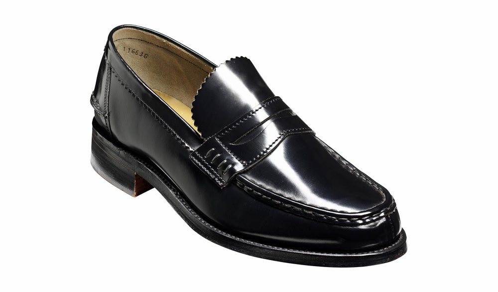 Caruso - Black Hi-Shine - Penny Loafer Shoe | Barker Shoes