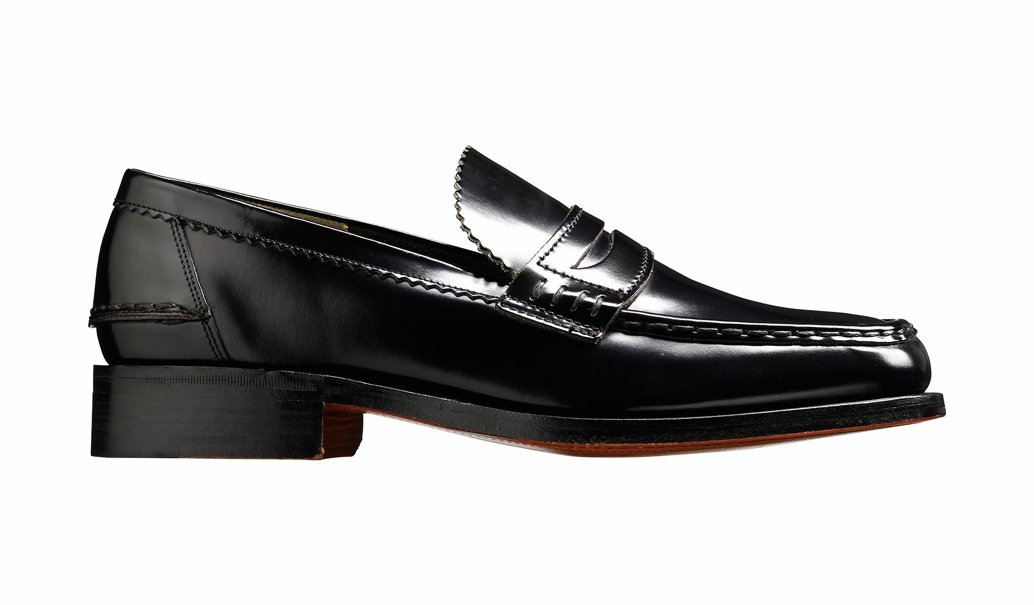 Caruso - Black Hi-Shine - Penny Loafer Shoe | Barker Shoes
