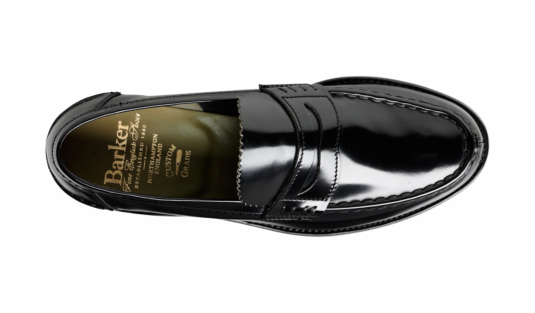 Caruso - Black Hi-Shine - Penny Loafer Shoe | Barker Shoes