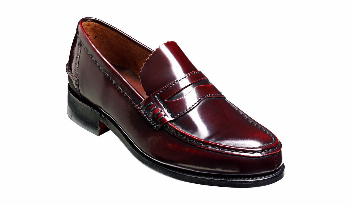 Caruso - Burgundy Hi-Shine - Penny Loafer Shoe | Barker Shoes