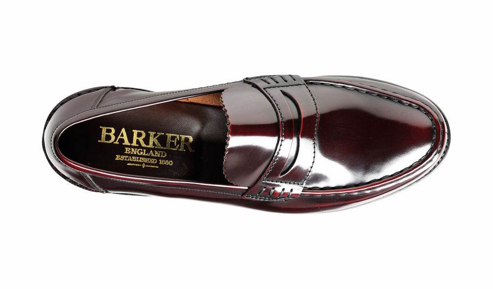 Caruso - Burgundy Hi-Shine - Penny Loafer Shoe | Barker Shoes
