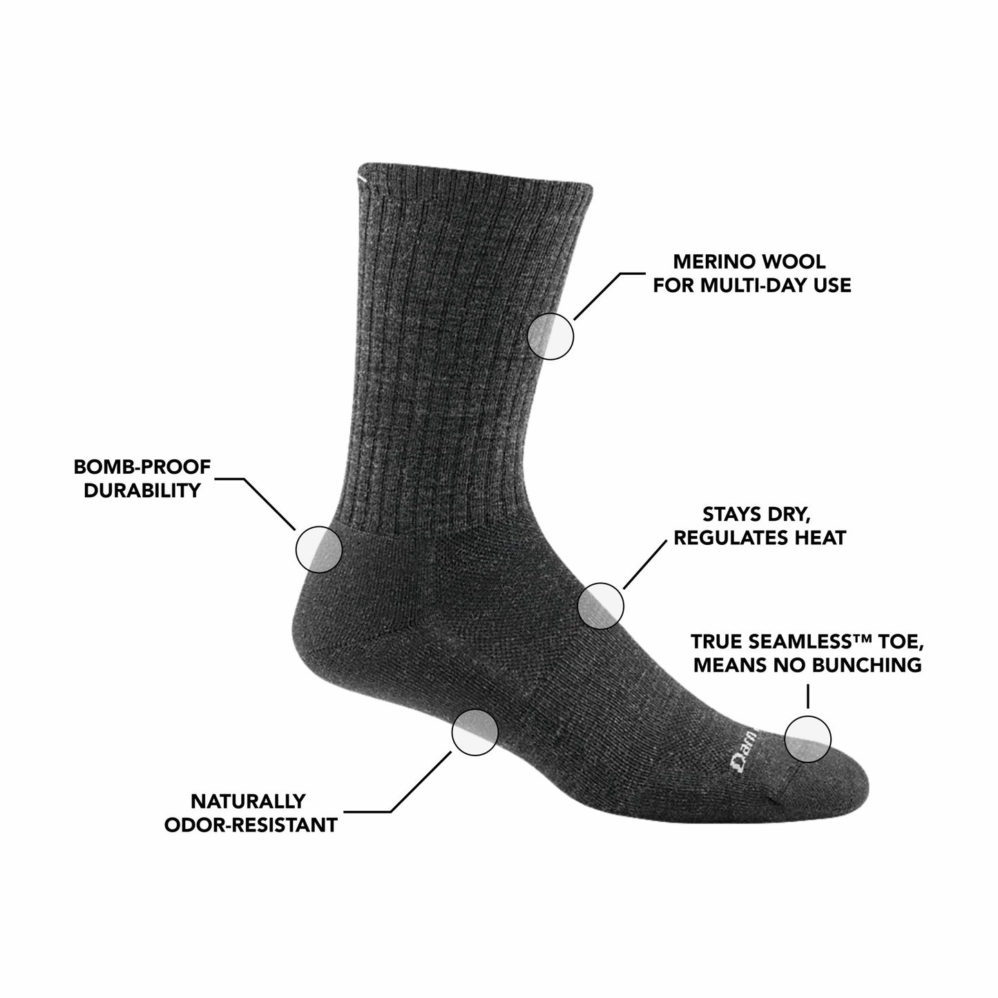Men's The Standard Crew Cushioned Lightweight Lifestyle Socks | Darn Tough