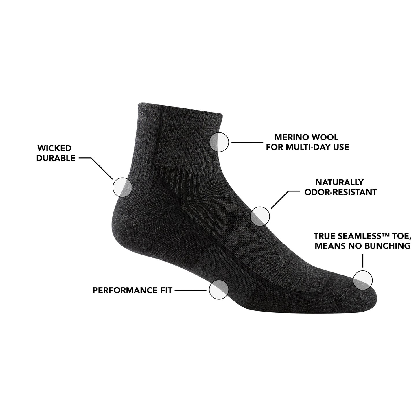 Men's Hiker Quarter Midweight Hiking Socks | Darn Tough