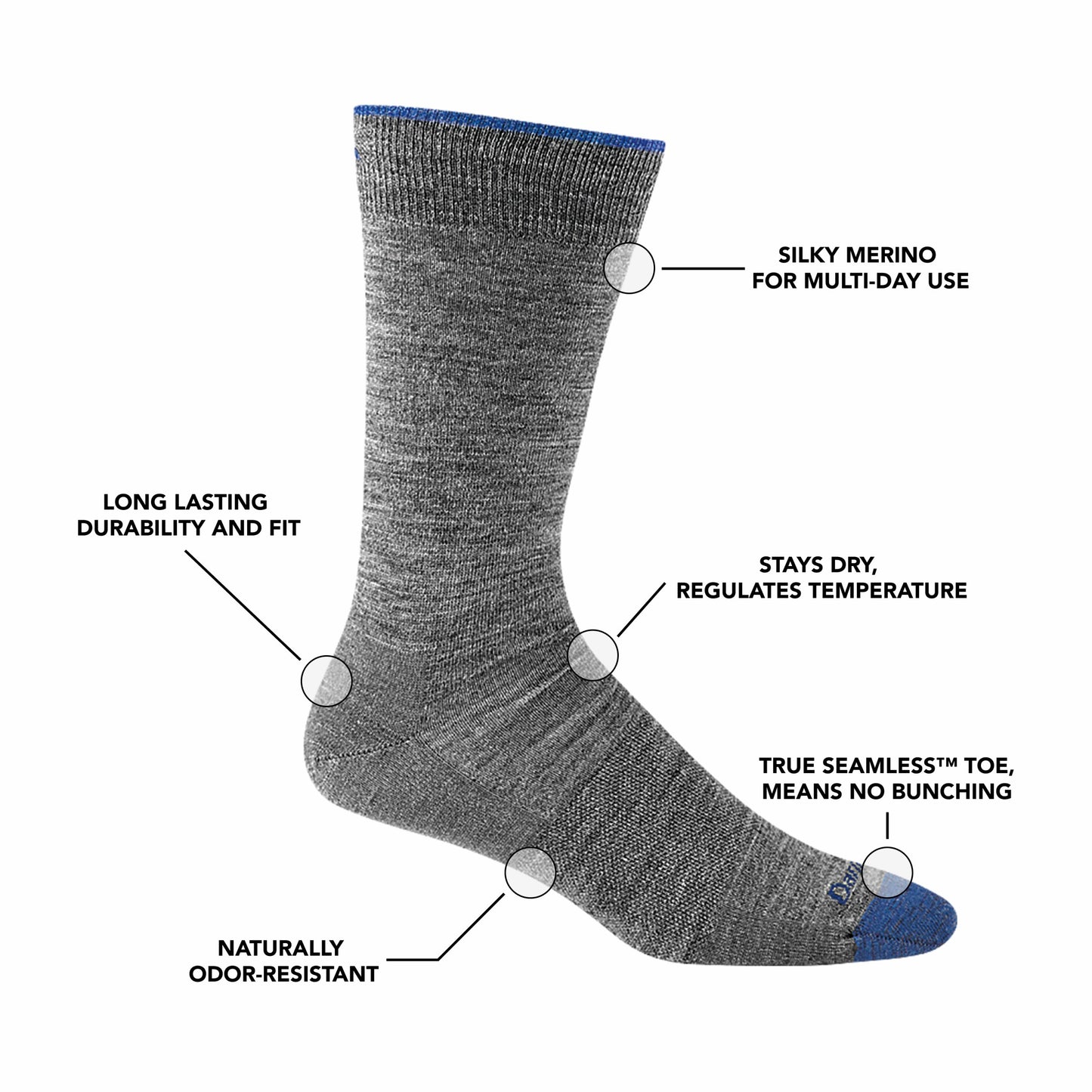 Men's Solid Crew Lightweight Lifestyle Socks | Darn Tough