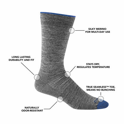 Men's Solid Crew Lightweight Lifestyle Socks | Darn Tough