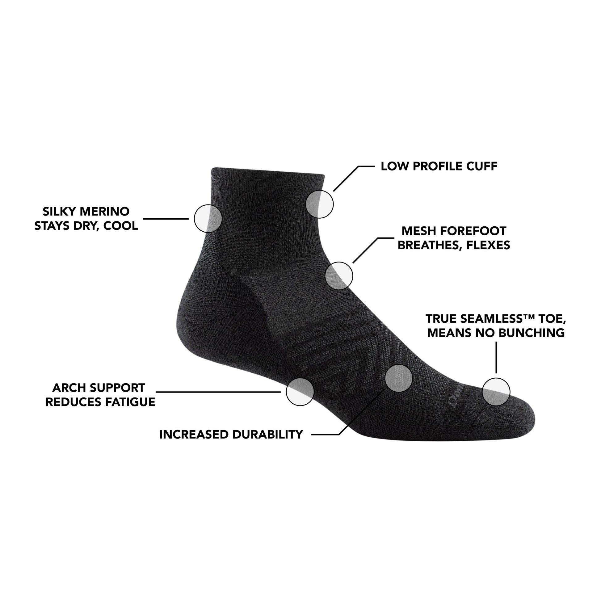 Men's Run Quarter Cushioned Ultra-Lightweight Running Socks | Darn Tough
