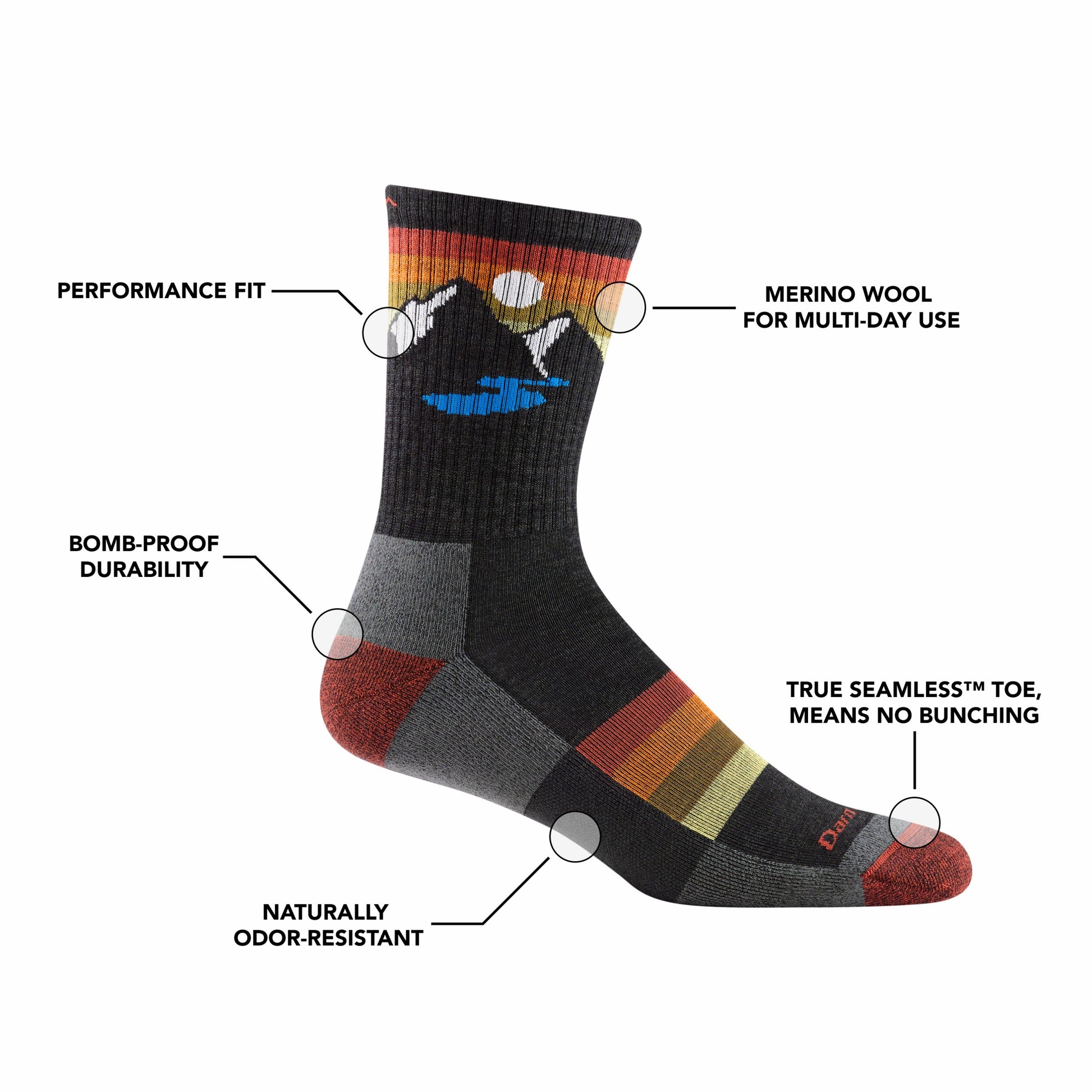 Men's Sunset Ridge Micro Crew Lightweight Hiking Socks | Darn Tough