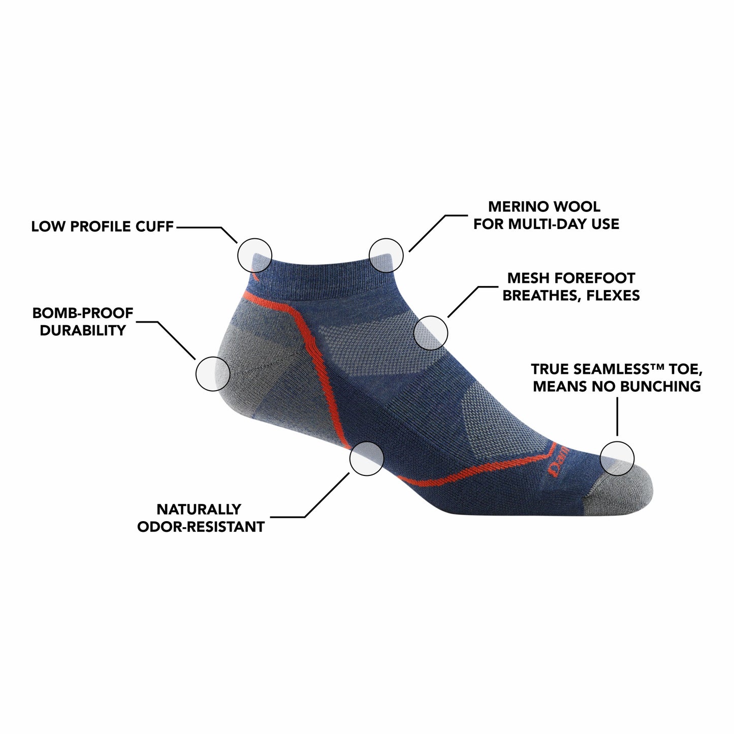 Men's Light Hiker No Show Lightweight Hiking Socks | Darn Tough