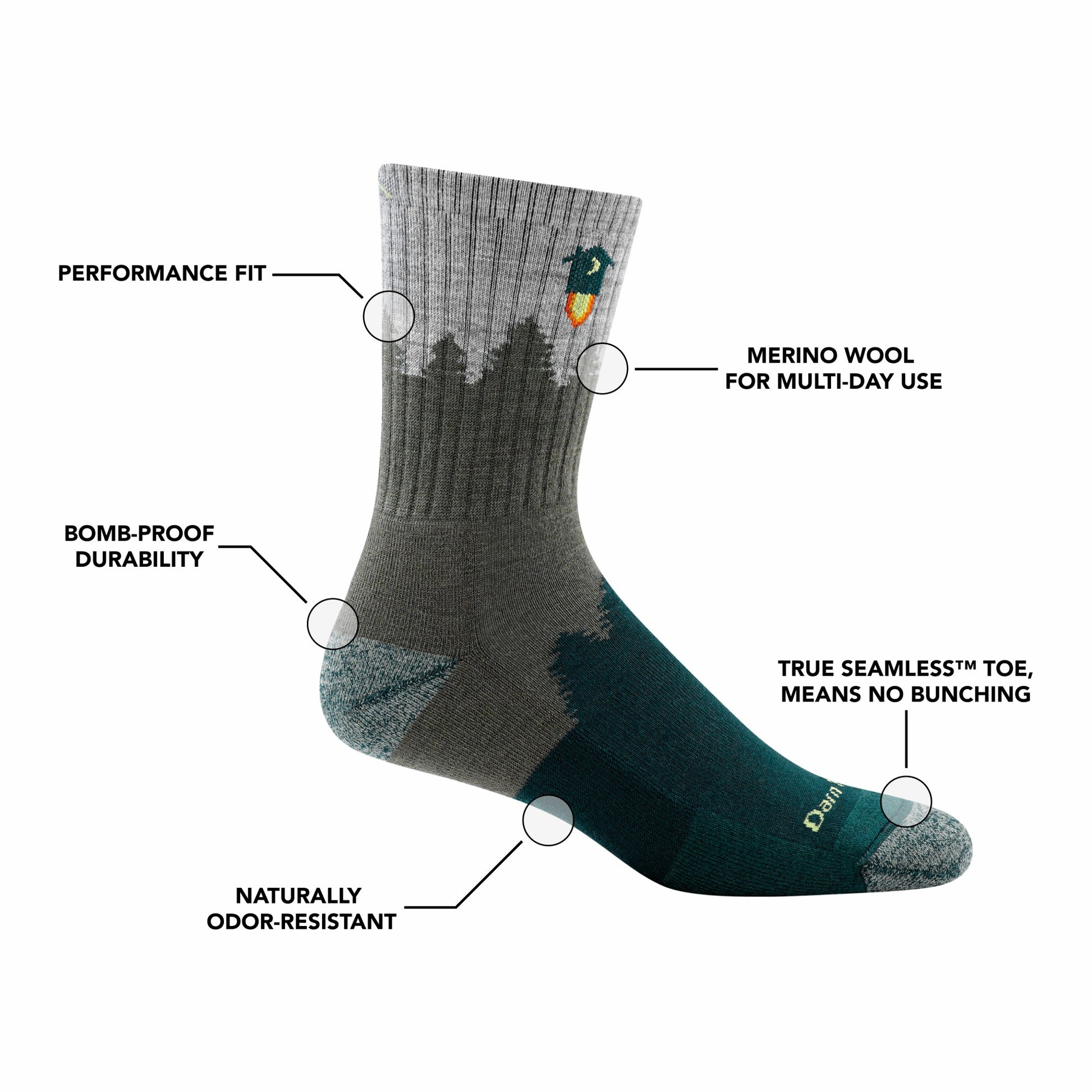Men's Number 2 Micro Crew Midweight Hiking Socks | Darn Tough