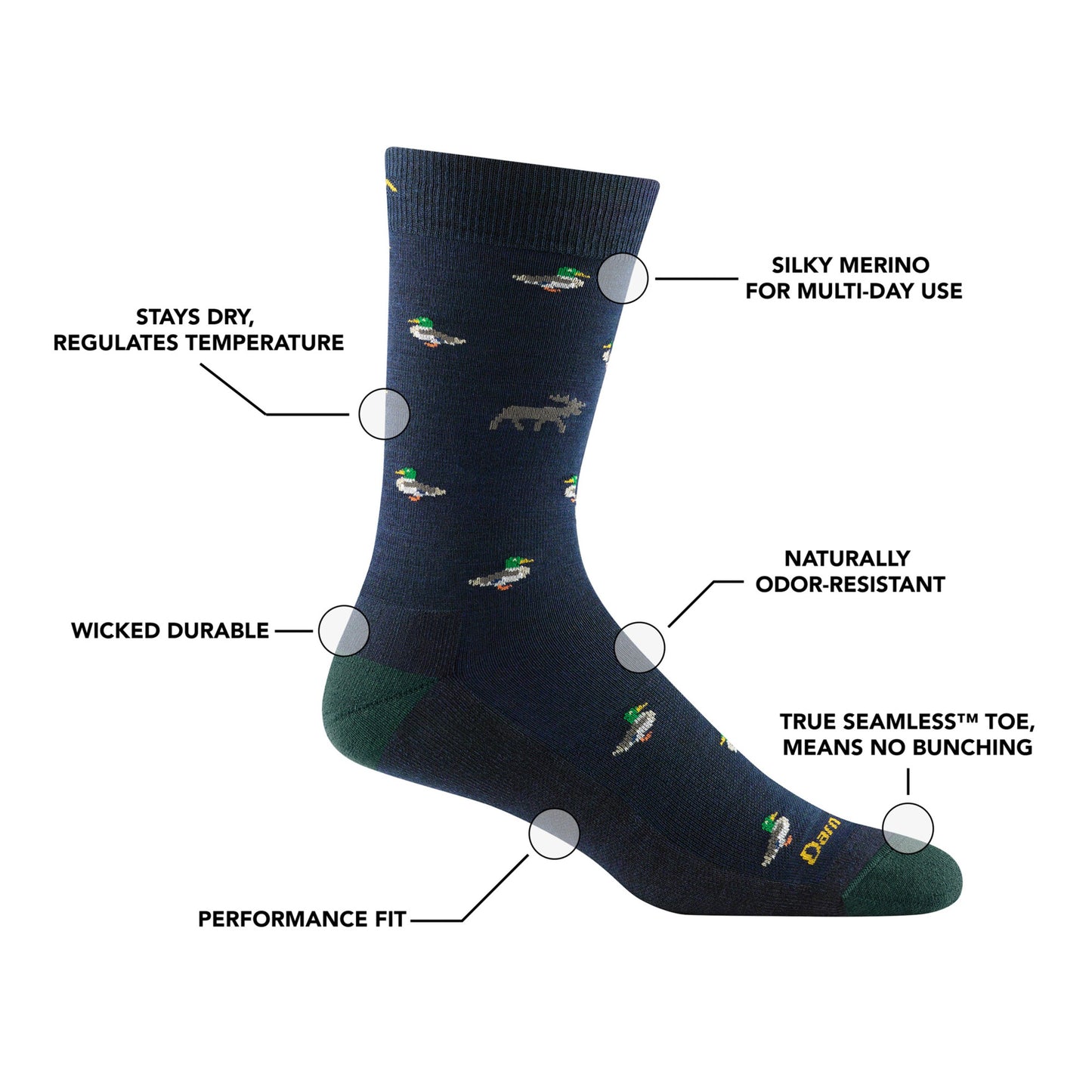 Men's Duck Duck Moose Crew Lightweight Lifestyle Socks | Darn Tough