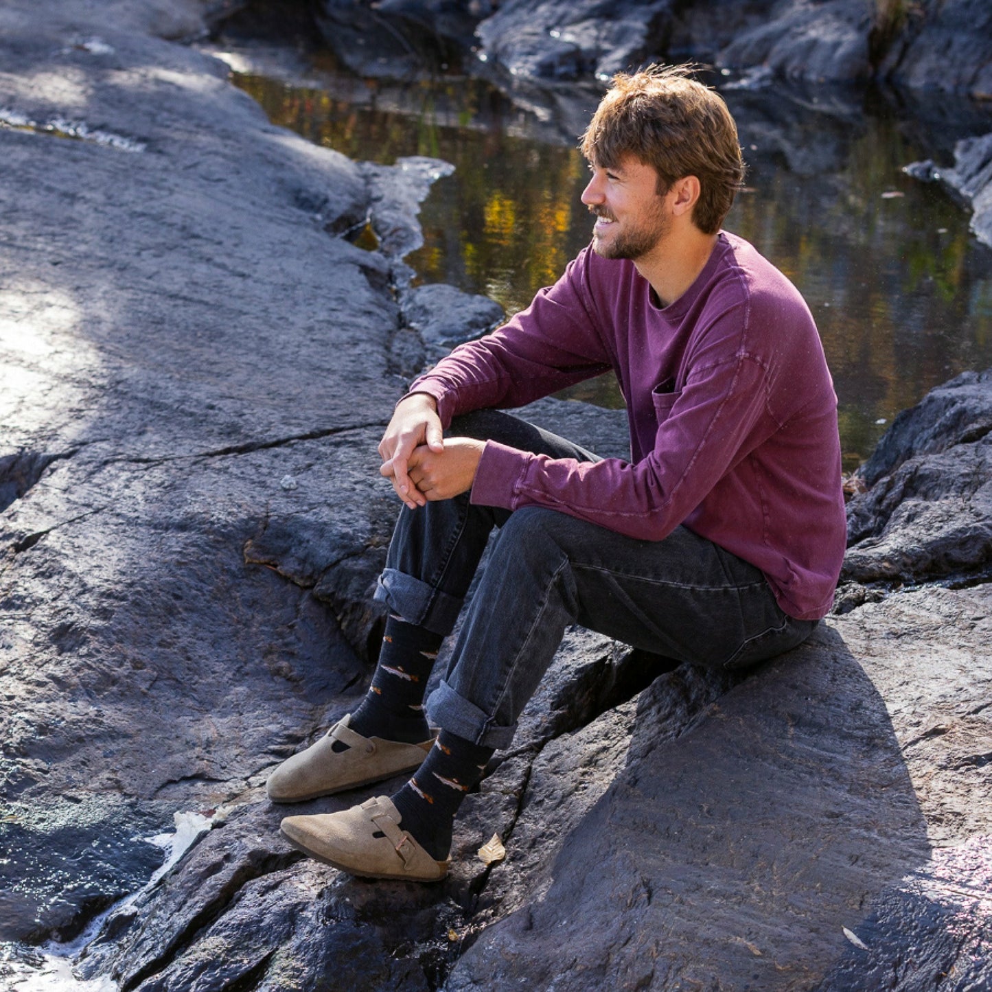 Men's Spey Fly Crew Lightweight Lifestyle Socks | Darn Tough