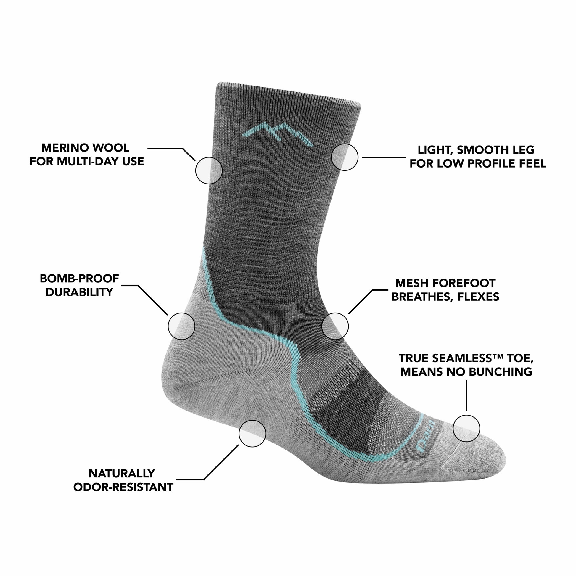 Women's Light Hiker Micro Crew Lightweight Hiking Socks | Darn Tough