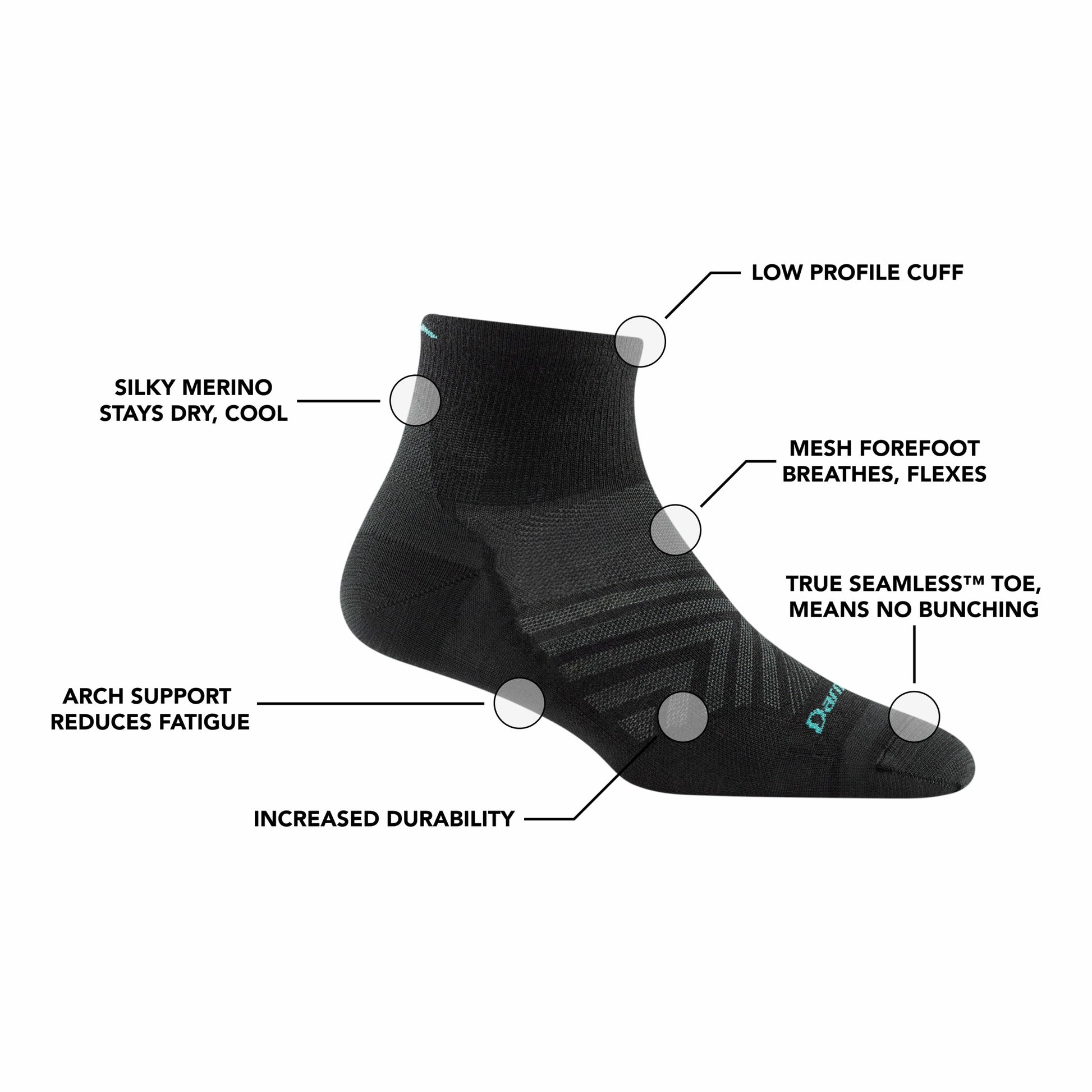 Women's Run Quarter Ultra-Lightweight Running Socks | Darn Tough