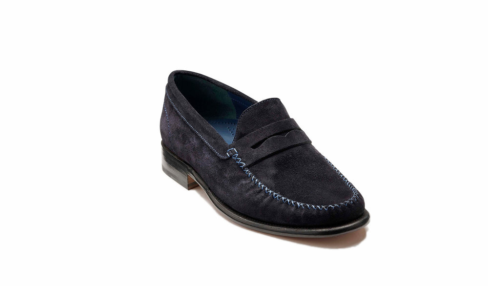 William - Dark Navy Suede Loafer | Barker Shoes
