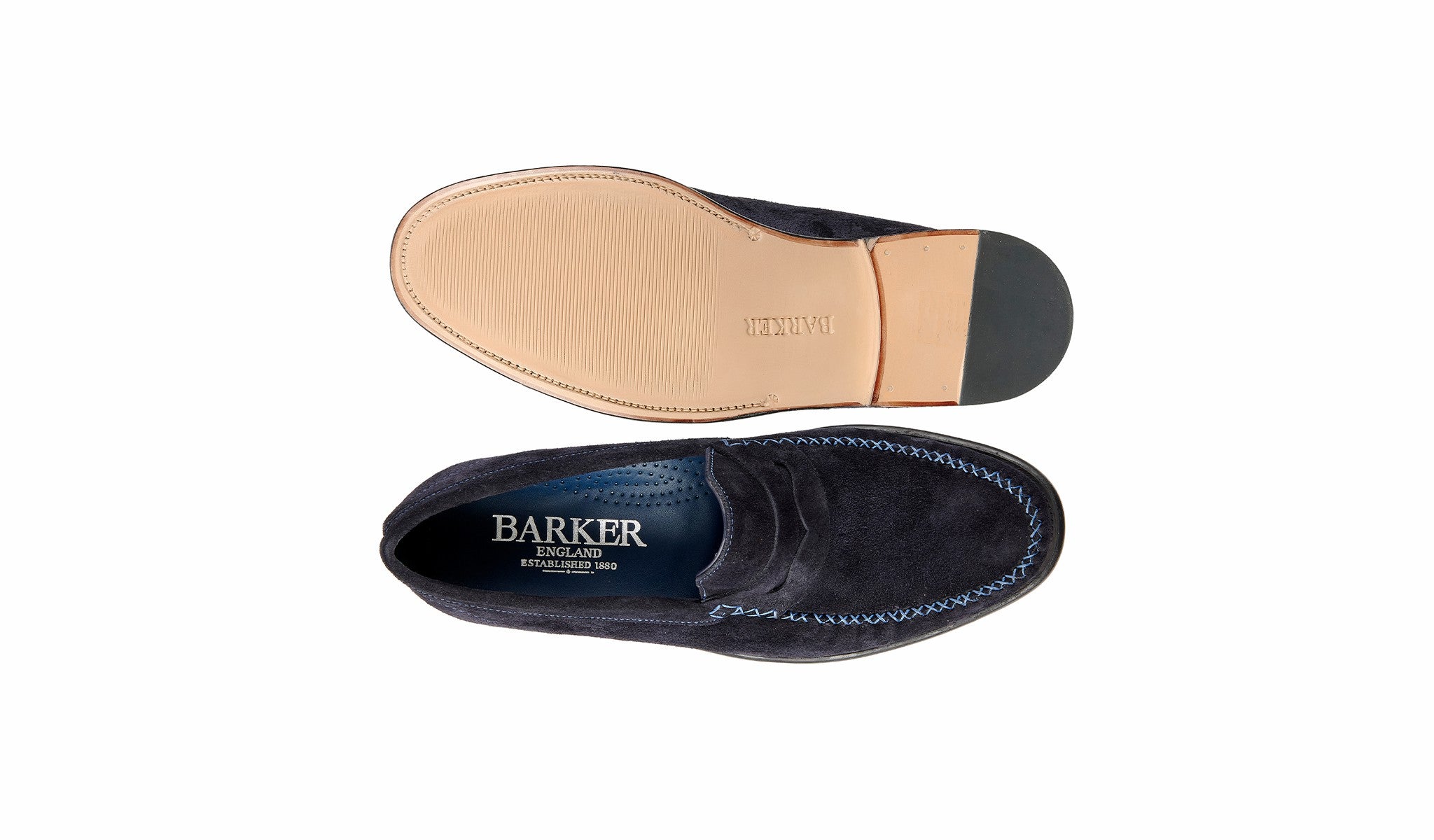 William - Dark Navy Suede Loafer | Barker Shoes