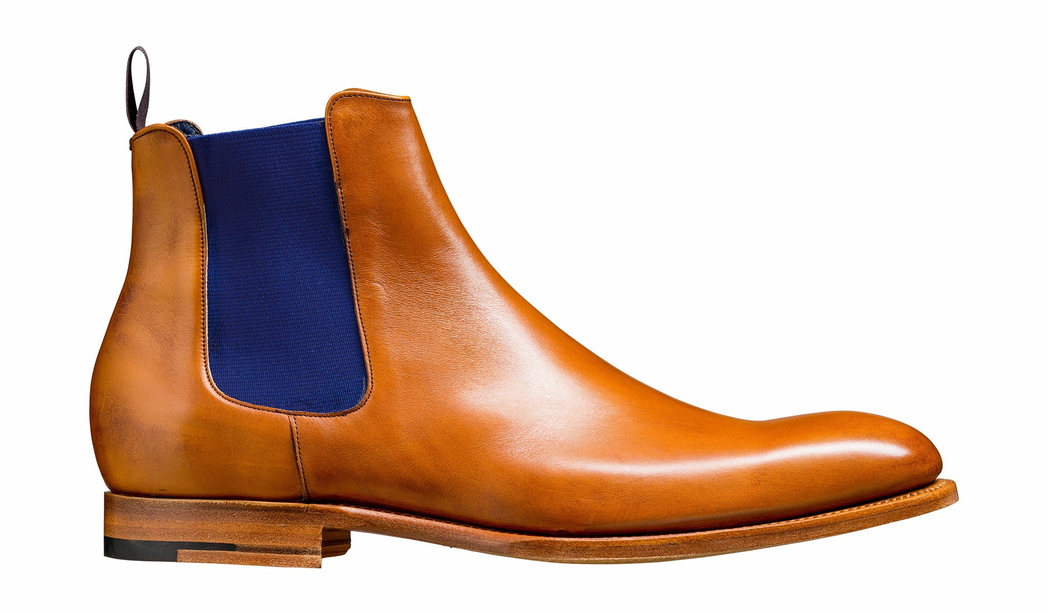 Hopper - Cedar Calf / Navy Elastic Chelsea boot | Barker Shoes