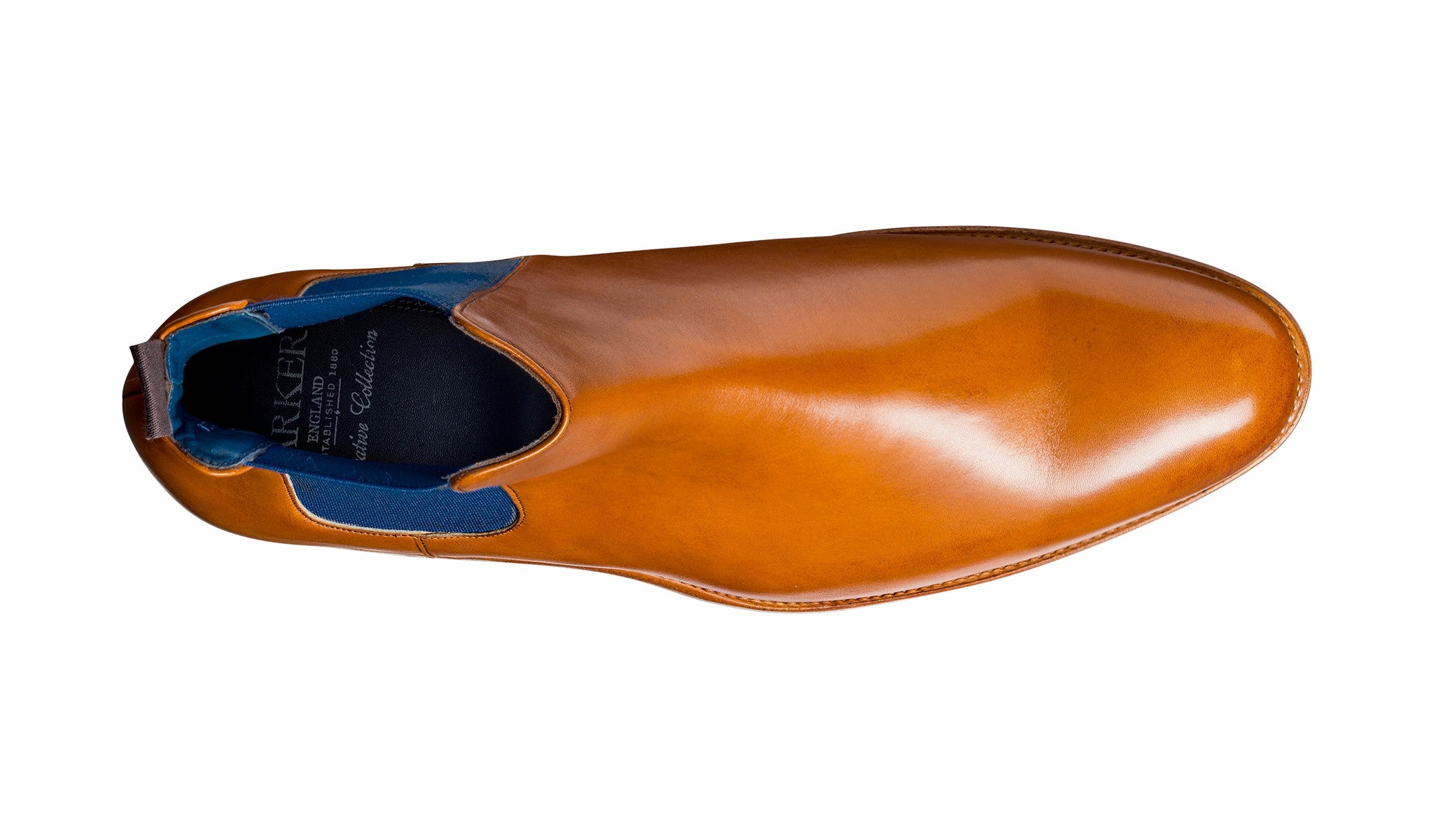 Hopper - Cedar Calf / Navy Elastic Chelsea boot | Barker Shoes