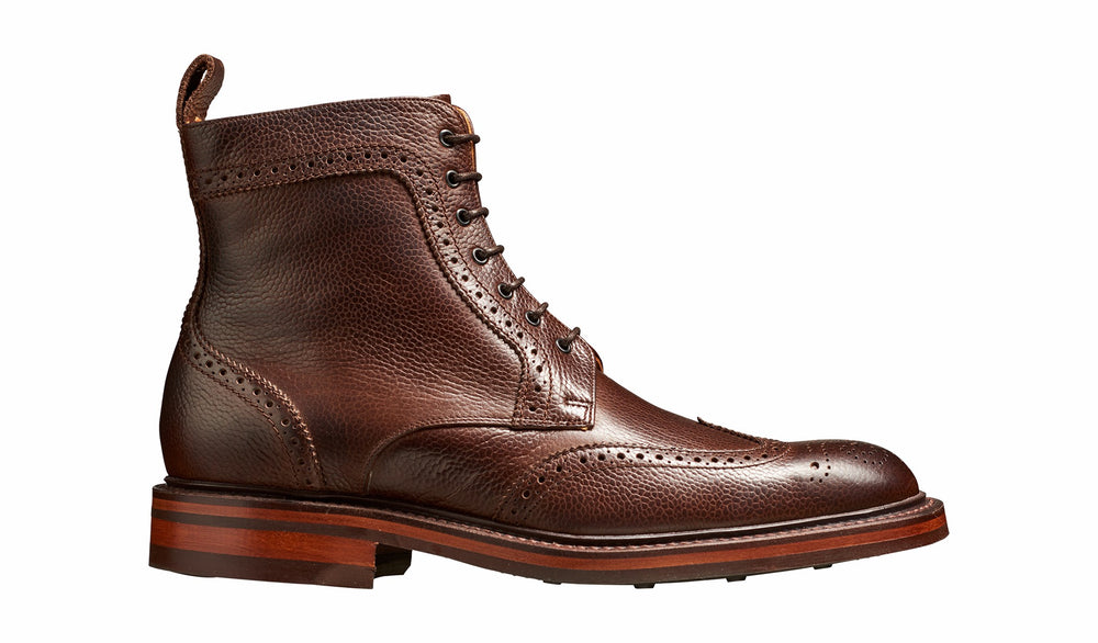 Calder - Dark Brown Grain Mens Wingtip Boot | Barker Shoes