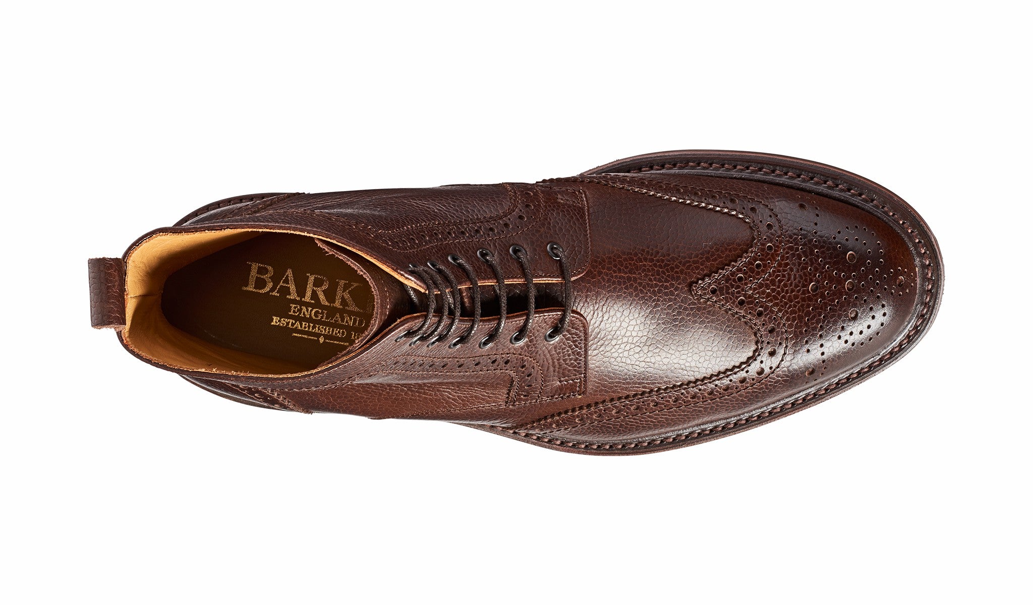 Calder - Dark Brown Grain Mens Wingtip Boot | Barker Shoes