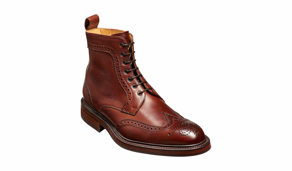 Calder - Cherry Grain Wingtip Boot with Rubber Sole | Barker Shoes