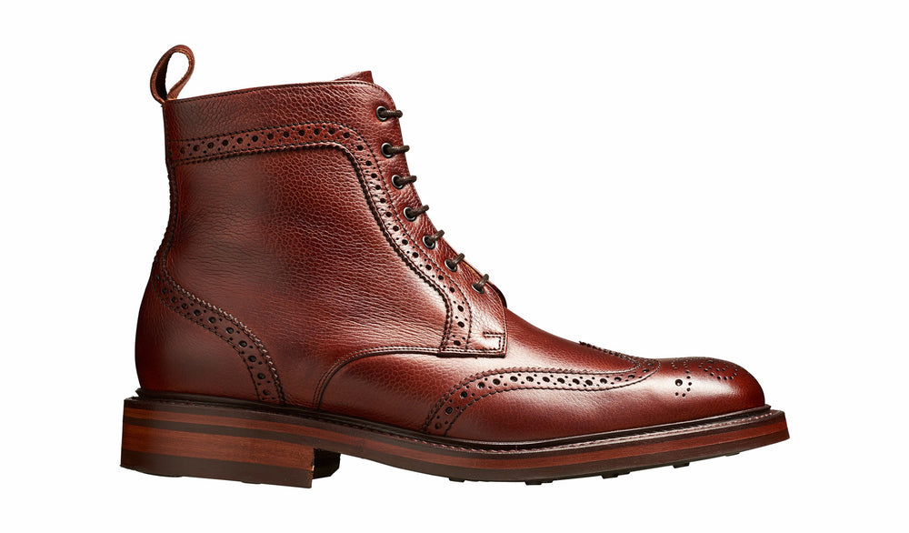 Calder - Cherry Grain Wingtip Boot with Rubber Sole | Barker Shoes