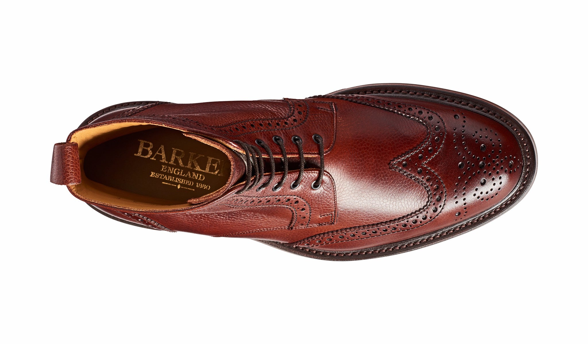 Calder - Cherry Grain Wingtip Boot with Rubber Sole | Barker Shoes