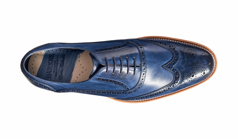 Valiant - Navy Hand Painted Brogue | Barker Shoes