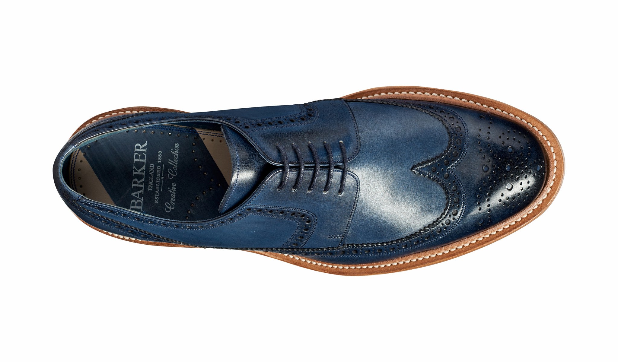 Bailey - Navy Hand Painted - Wingtip Derby Shoe | Barker Shoes