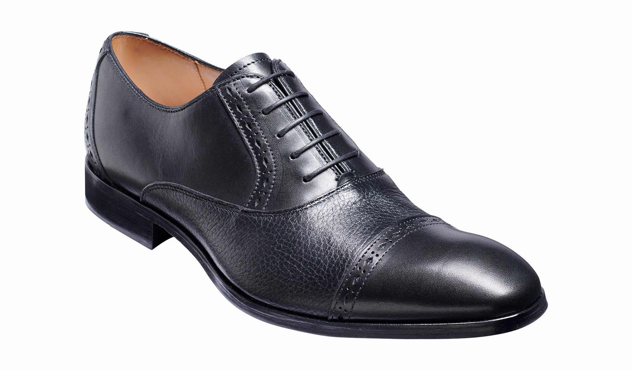 Ramsgate - Black Calf / Black Deerskin Toe Cap Oxford | Barker Shoes