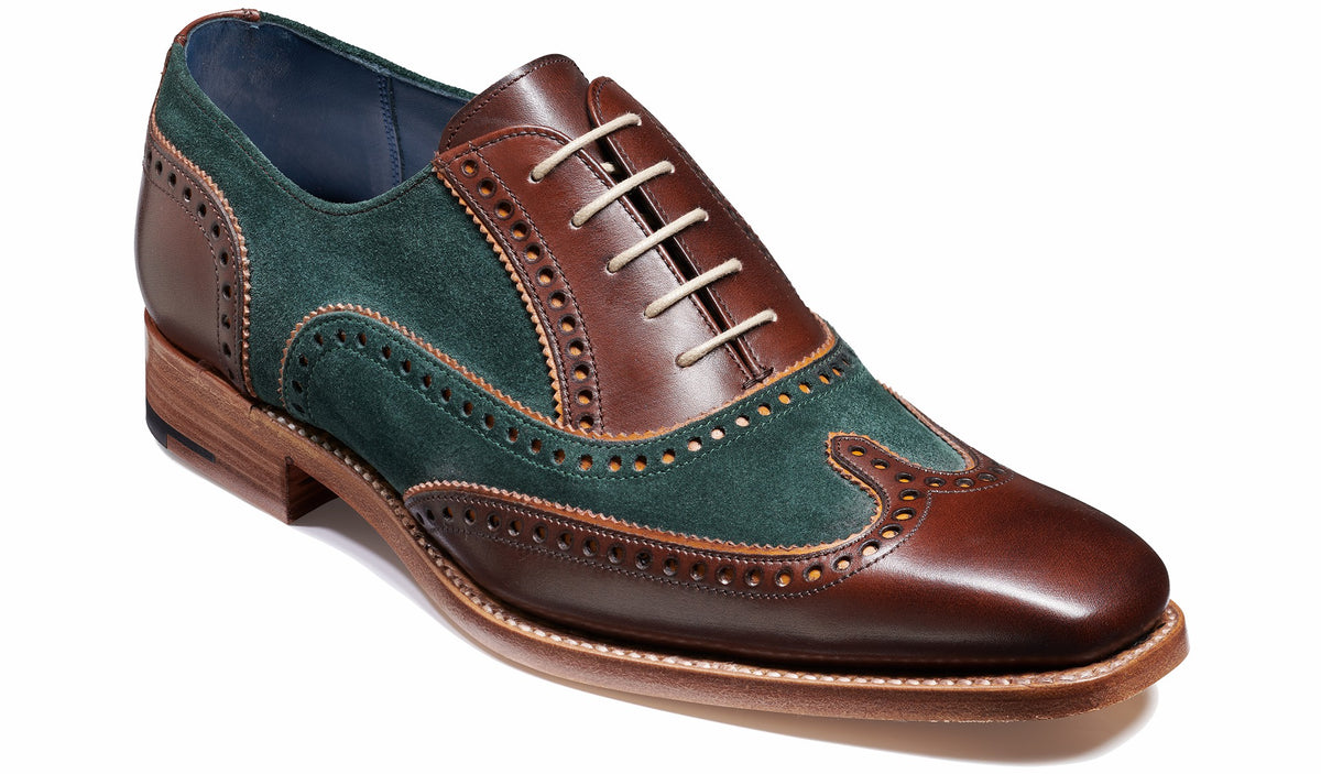 Spencer - Walnut Calf / Green Suede | Barker Shoes