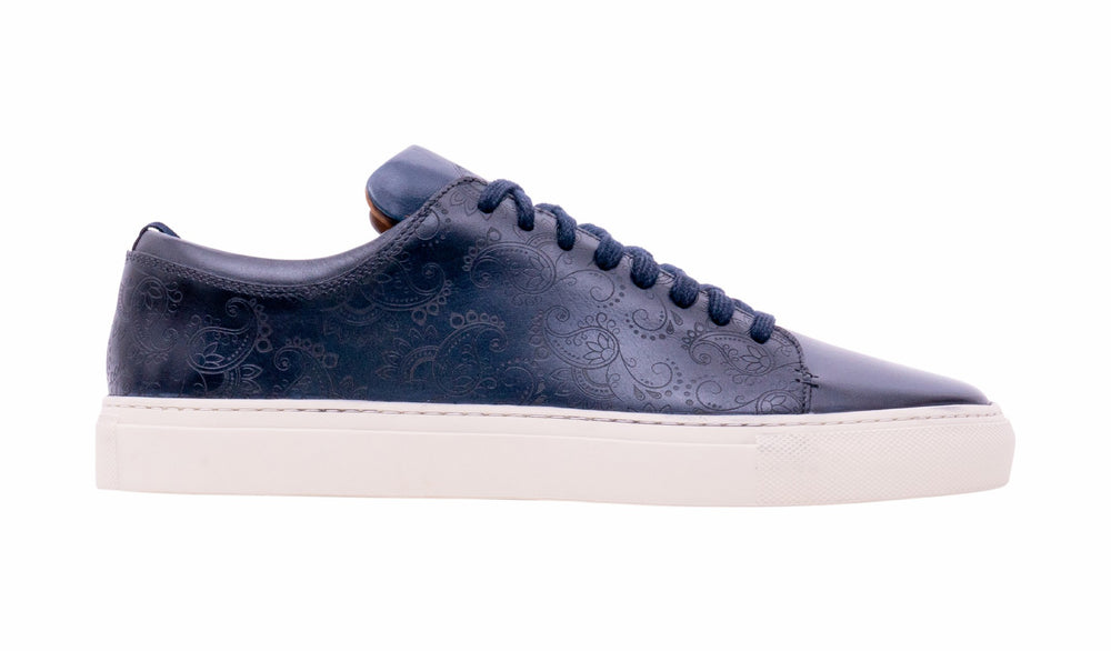 Paisely - Navy Hand Painted | Barker Shoes