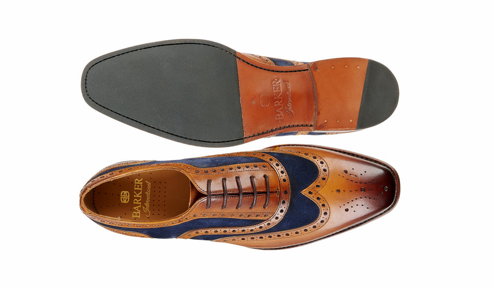 Keiran - Cedar Calf Navy Suede | Barker Shoes