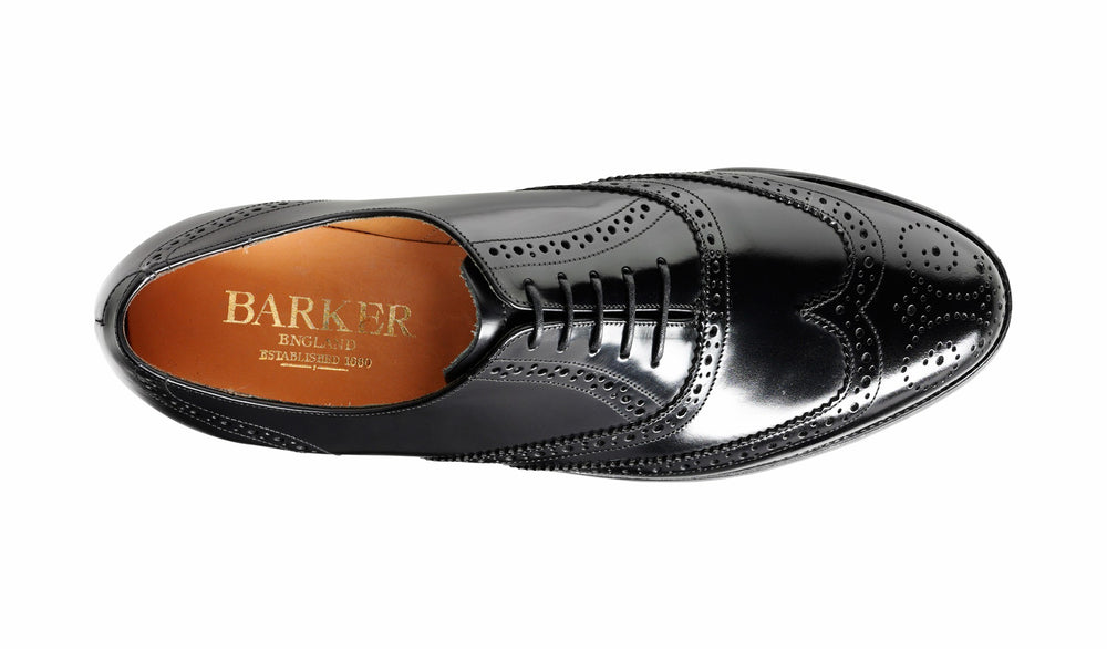 Albert - Black Hi-Shine Brogue | Barker Shoes