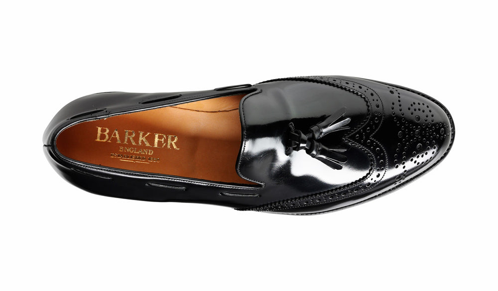 Clive - Black Hi-Shine Wingtip Loafer | Barker Shoes