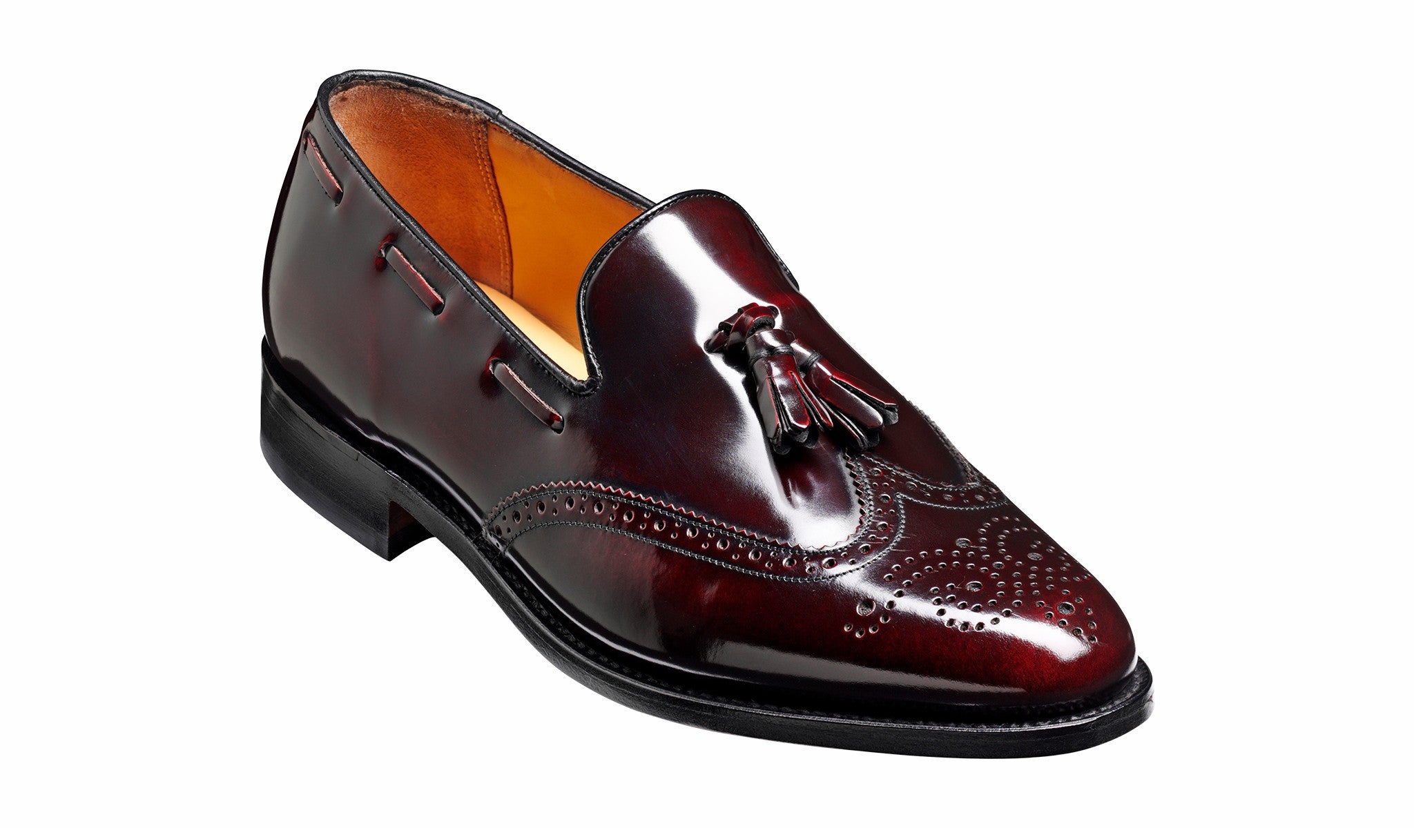 Clive - Burgundy Hi-Shine Wingtip Loafer Shoe | Barker Shoes