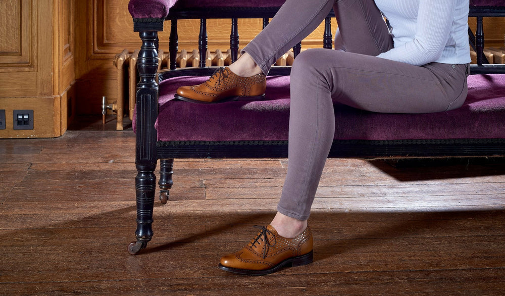 Freya - Black Calf / Studs Womens Brogues | Barker Shoes