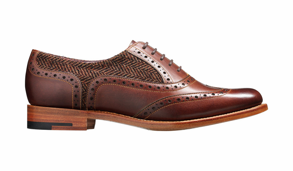 Freya - Walnut Calf / Brown Tweed Women Wingtip Shoe | Barker Shoes