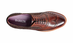 Freya - Walnut Calf / Brown Tweed Women Wingtip Shoe | Barker Shoes