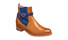 Alexandra - Cedar Calf / Blue Strap Suede Boot | Barker Shoes