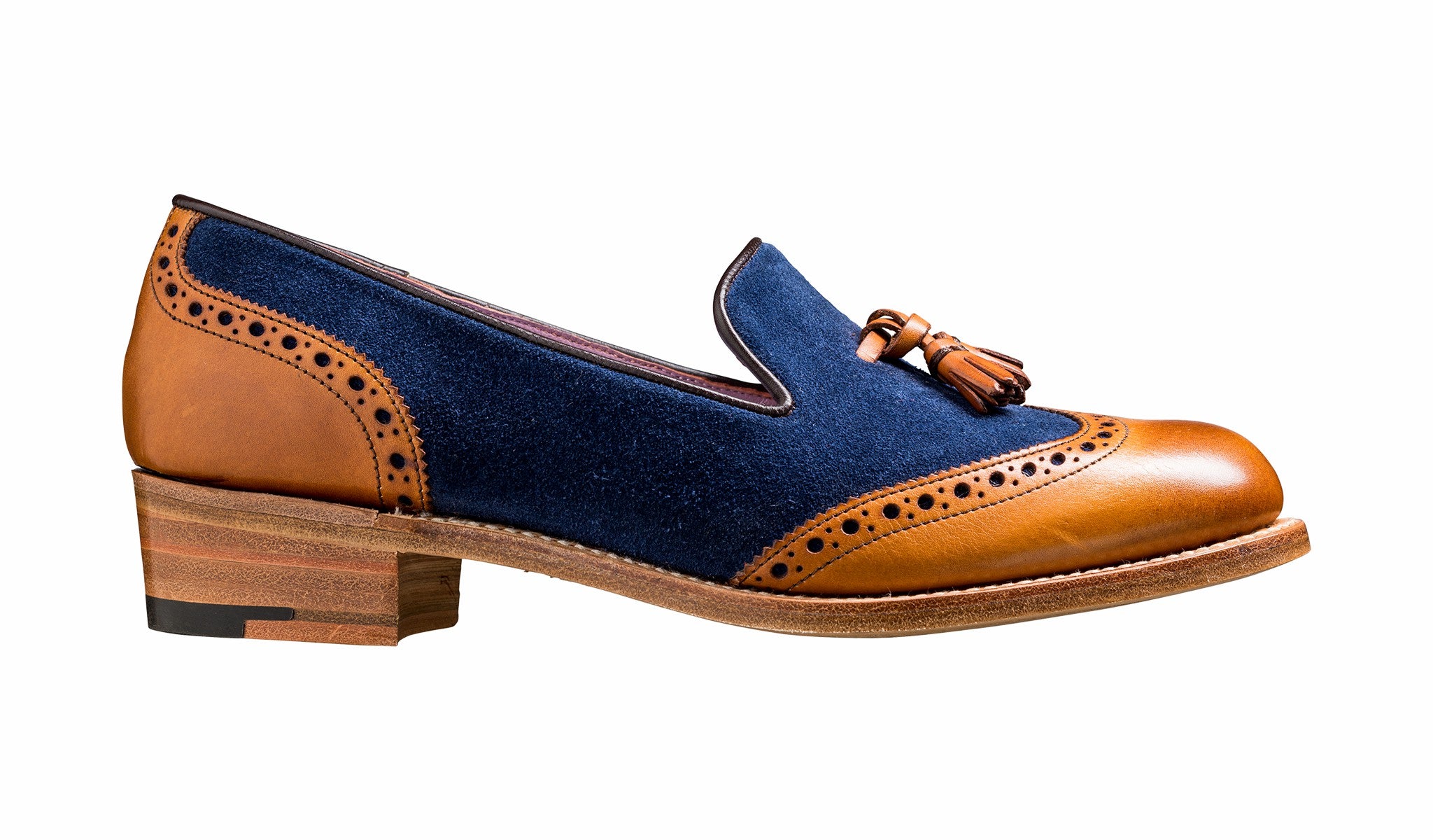 Amber - Cedar Calf / Blue Suede | Barker Shoes