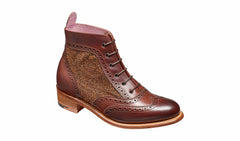Grace - Walnut Calf Brown Tweed Women Lace up Boot | Barker Shoes