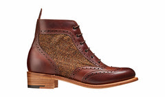 Grace - Walnut Calf Brown Tweed Women Lace up Boot | Barker Shoes