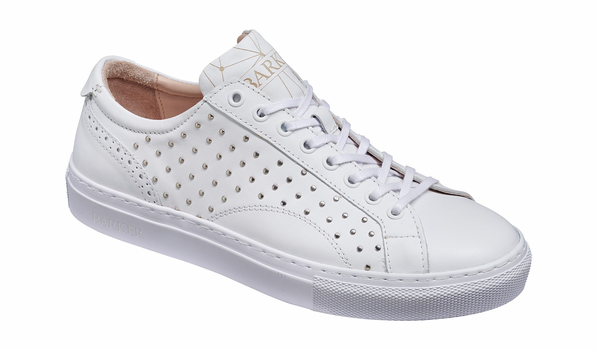 Isla - White Calf / Studs Womens Rubber Cup Sneaker Shoe | Barker Shoes