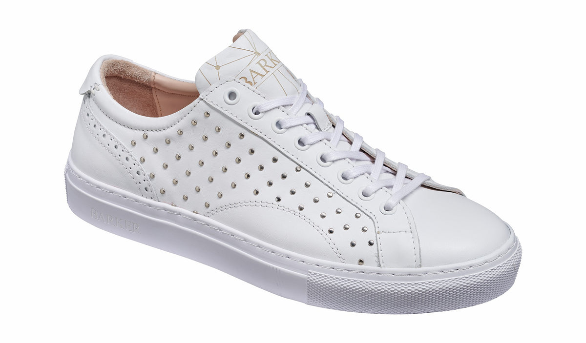 Isla - White Calf / Studs Womens Rubber Cup Sneaker Shoe | Barker Shoes
