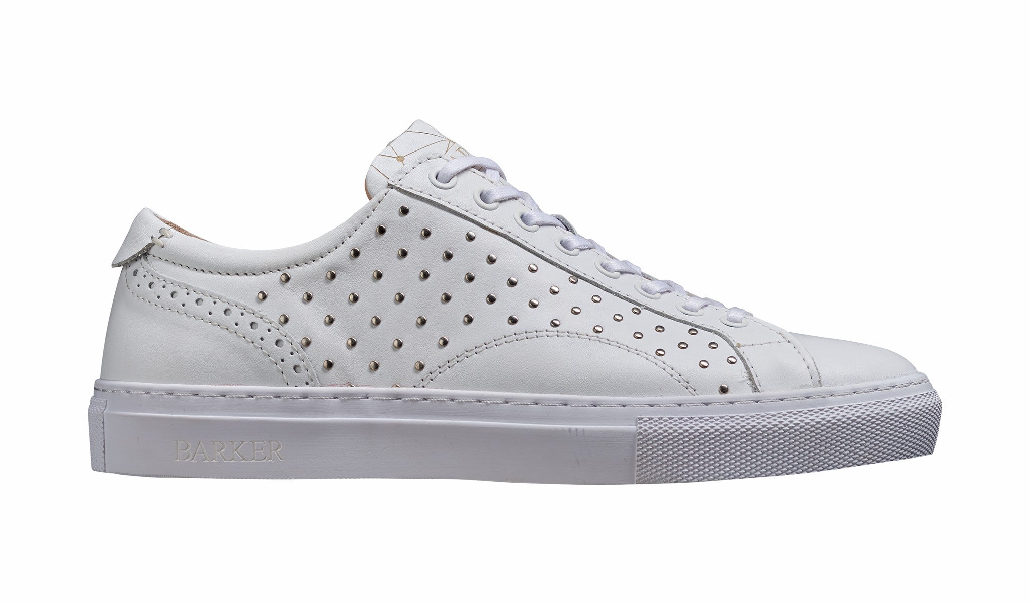 Isla - White Calf / Studs Womens Rubber Cup Sneaker Shoe | Barker Shoes