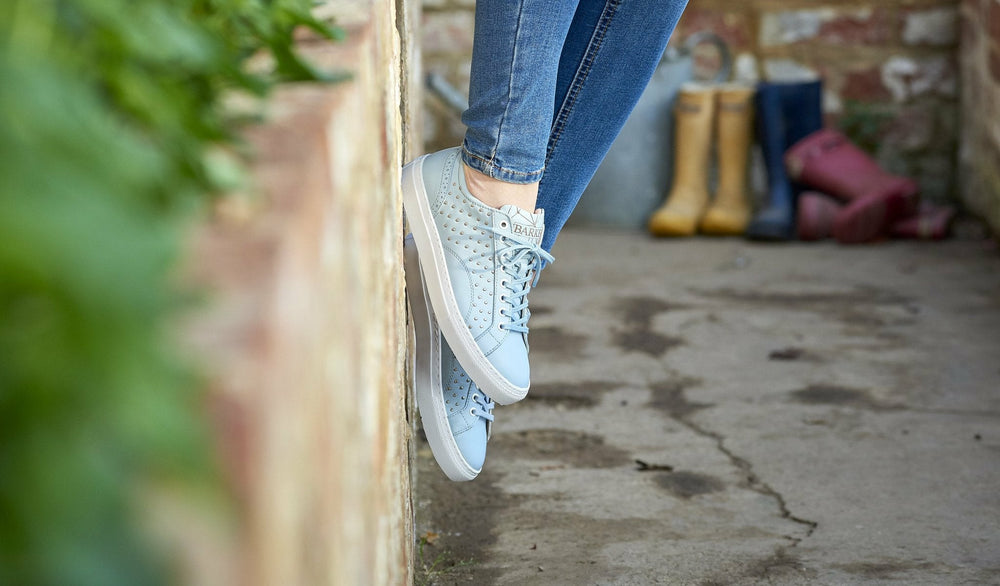 Isla - White Calf / Studs Womens Rubber Cup Sneaker Shoe | Barker Shoes